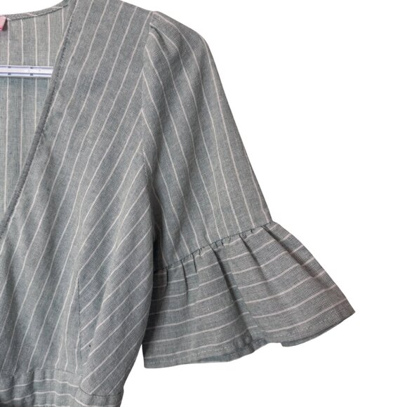 Re:named grey white striped wrap mini dress size S - Picture 6 of 11